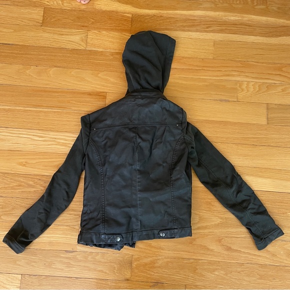 Silence and noise vegan leather and fleece hooded moto jacket XS urban outfitter - Picture 5 of 6